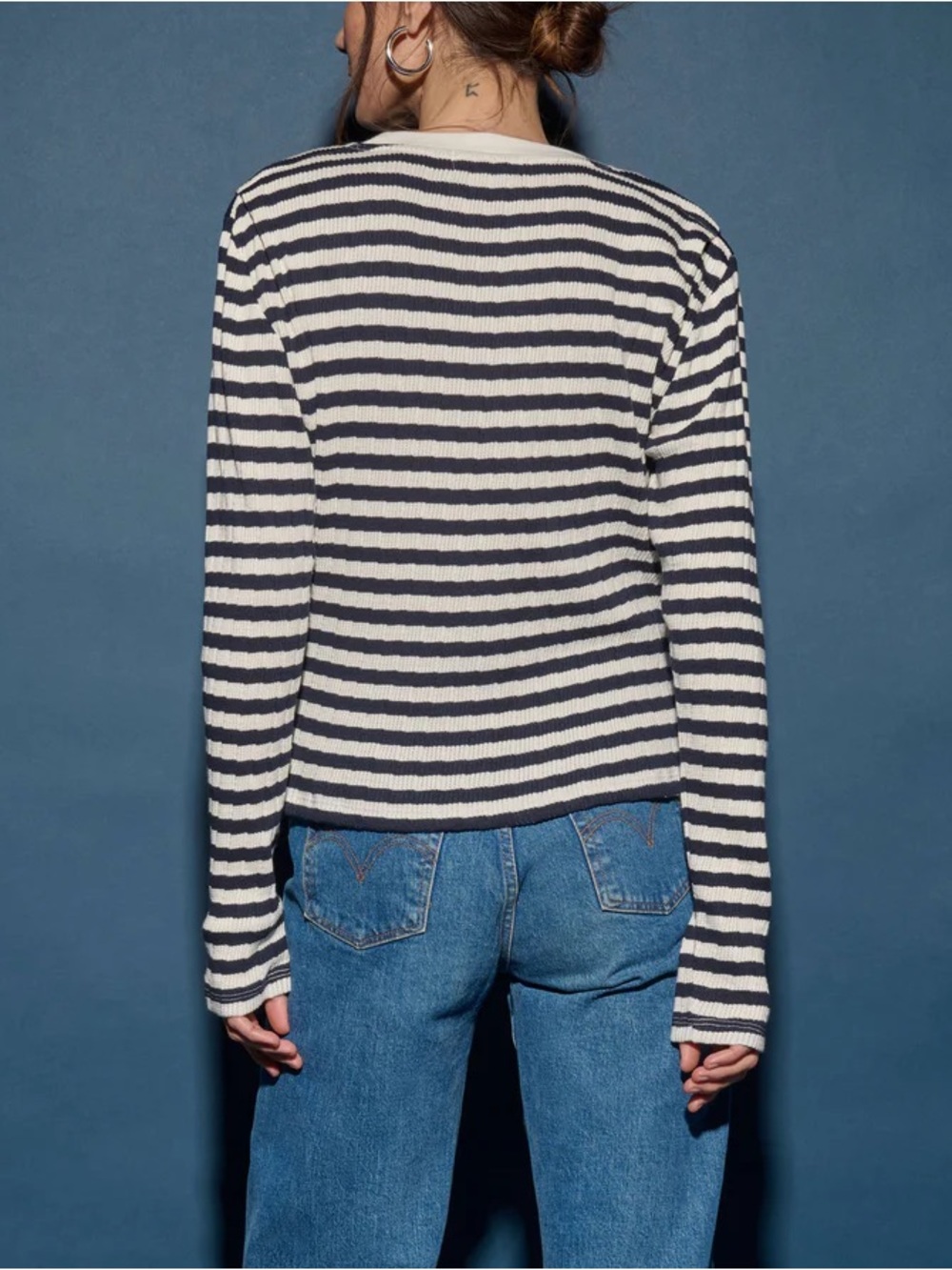 Evereve Nation LTD Thermal Waffle Striped Long Sleeve Top - Picture 3 of 8